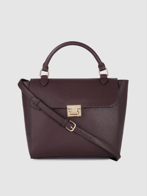 

Van Heusen Dark Brown Solid PU Regular Structured Satchel