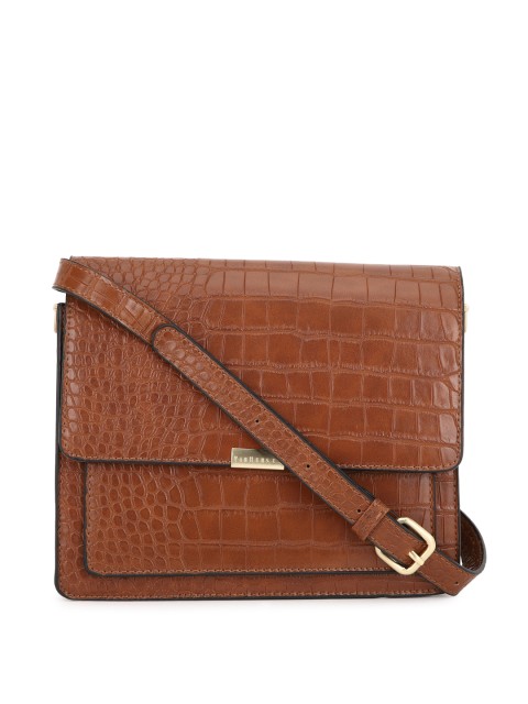 

Van Heusen Brown Croc Textured Sling Bag