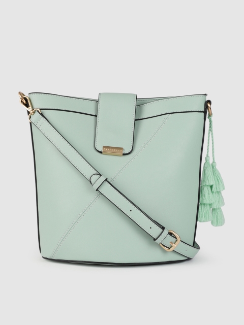 

Van Heusen Mint Green Solid PU Regular Bucket Sling Bag with Tasselled Detail