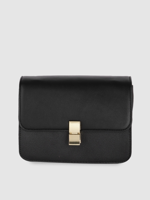 

Van Heusen Black Geometric Textured PU Structured Sling Bag with Tasselled Detail