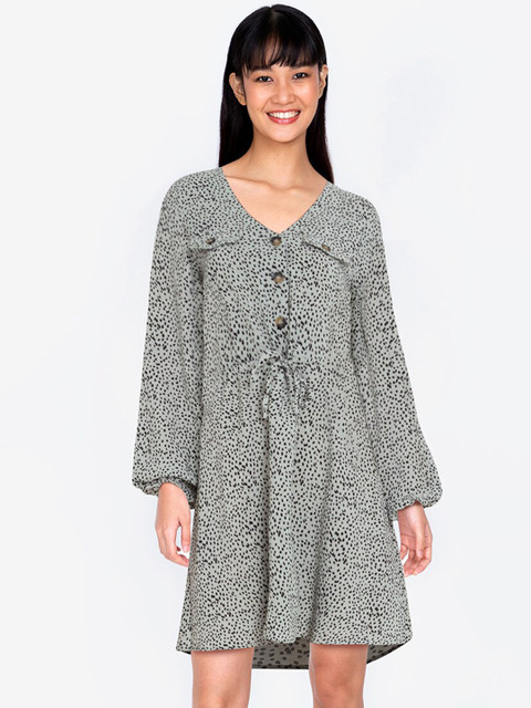 

ZALORA BASICS Grey & Black A-Line Dress
