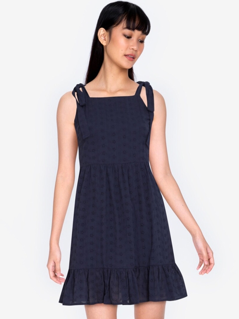 

ZALORA BASICS Navy Blue Layered A-Line Midi Dress