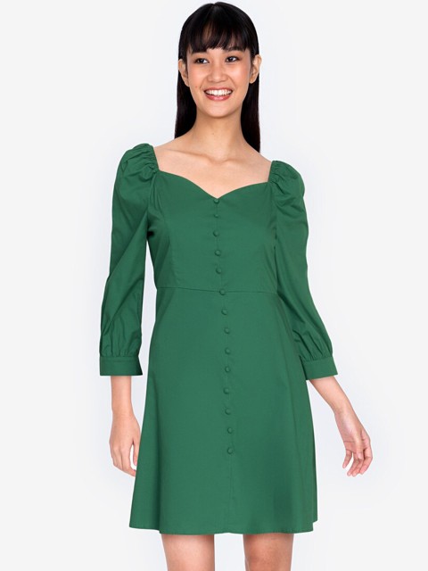 

ZALORA BASICS Women Green Sweetheart Neckline A-Line Mini Dress