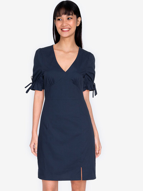 

ZALORA BASICS Navy Blue Sheath Midi Dress