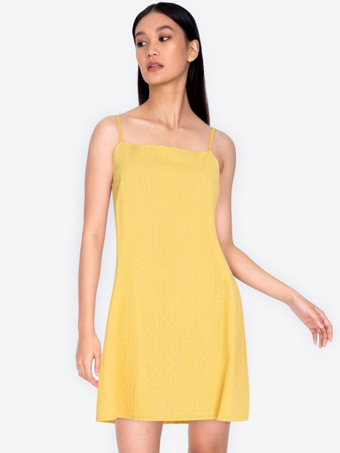 

ZALORA BASICS Yellow Cami Eyelet Swing Dress