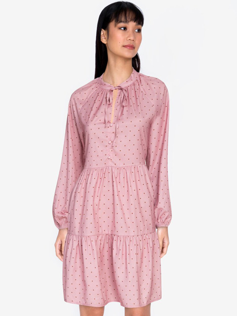 

ZALORA BASICS Multicoloured Tie-Up Neck Layered A-Line Dress, Multi