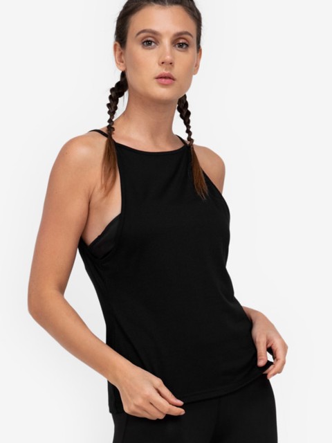 

ZALORA ACTIVE Black Loose Fit Training Tank Top