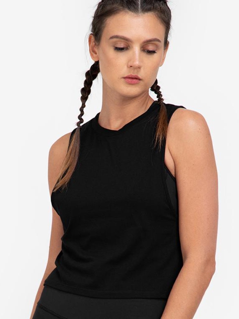 

ZALORA ACTIVE Women Black Split Hem Muscle Tank Top