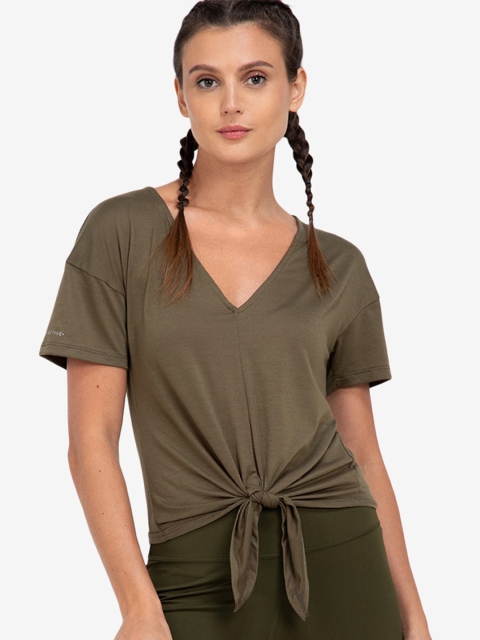 

ZALORA ACTIVE Women Green Solid Top with Waist Tie Up