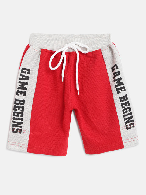 

GAME BEGINS Boys Red & White Brand Logo Print Detail Regular Shorts