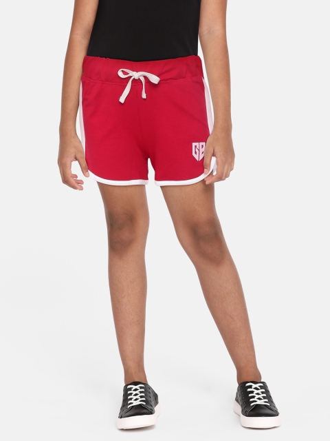 

GAME BEGINS Girls Red Solid Pure Cotton Shorts