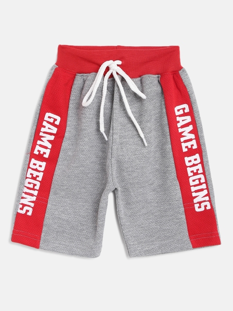 

GAME BEGINS Boys Charcoal Grey & Red Brand Logo Print Detail Regular Shorts
