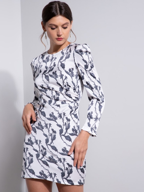 

ZALORA OCCASION White & Grey Floral Bodycon Mini Dress