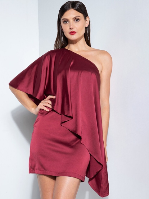 

ZALORA OCCASION Red Satin Drape One Shoulder Dress