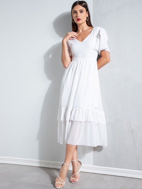 

ZALORA OCCASION Women White Solid Fit & Flare Dress