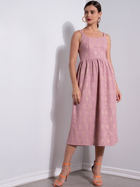 

ZALORA OCCASION Women Pink Self Design Fit & Flare Dress