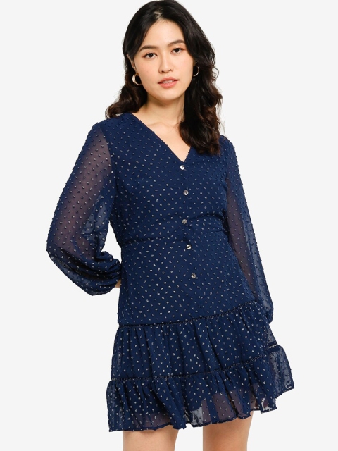 

ZALORA OCCASION Navy Blue Layered A-Line Mini Dress