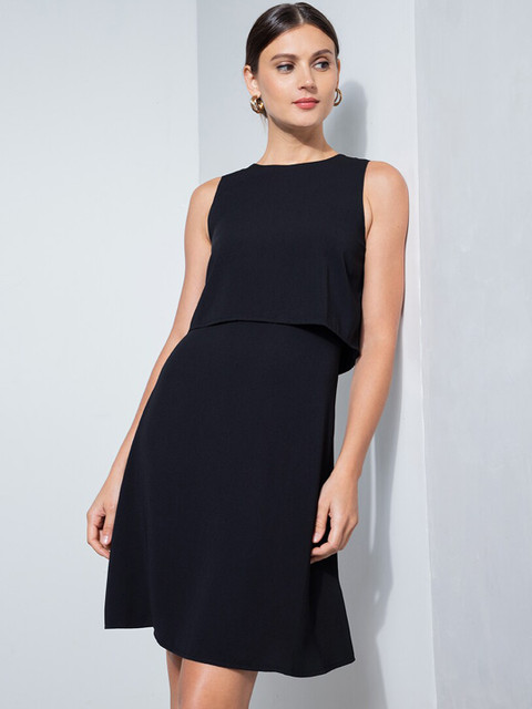 

ZALORA OCCASION Black Animal A-Line Midi Dress