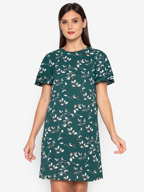 

ZALORA WORK Teal & White Floral A-Line Dress