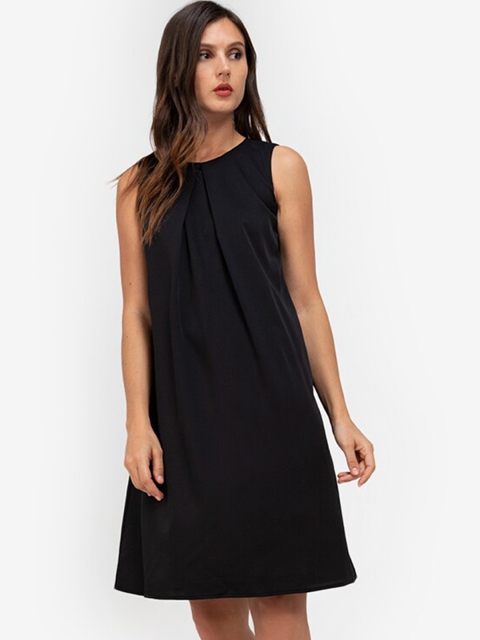 

ZALORA WORK Black Pleat Detail Trapeze Dress