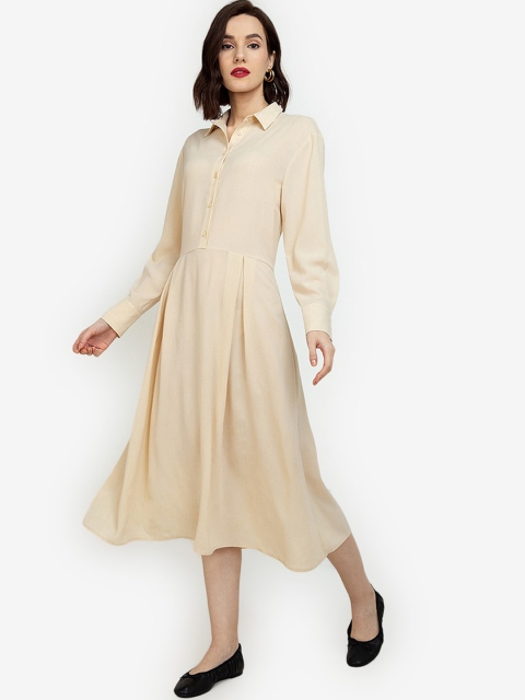 

ZALORA WORK Beige Shirt Midi Dress