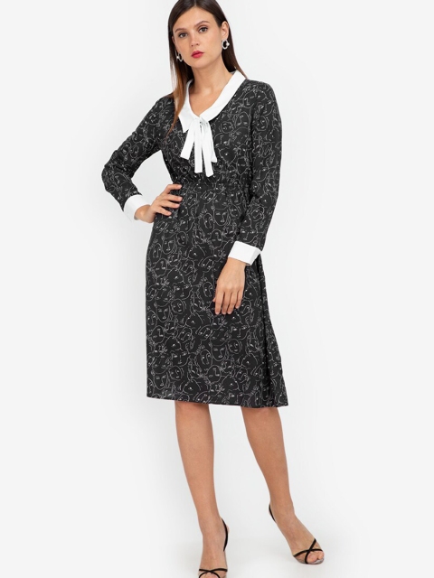 

ZALORA WORK Black & White Contrast Collar Dress