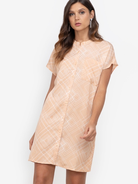 

ZALORA WORK Peach-Coloured & White A-Line Midi Dress