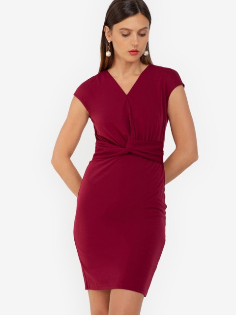 

ZALORA WORK Red Front Knotted Bodycon Dress