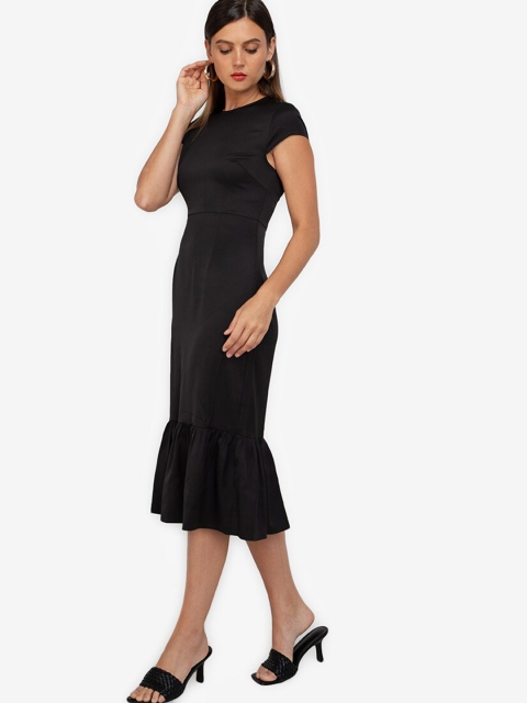

ZALORA WORK Women Black Solid Bodycon Dress