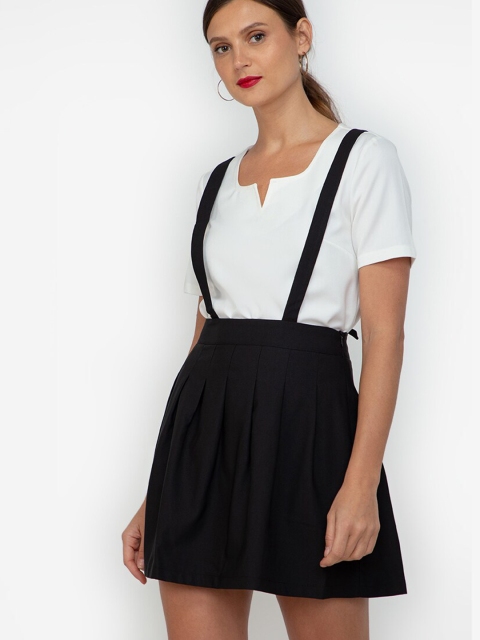 

ZALORA WORK Black & White Pinafore Midi Dress