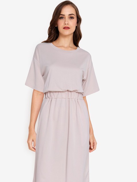 

ZALORA WORK Beige Blouson Dress