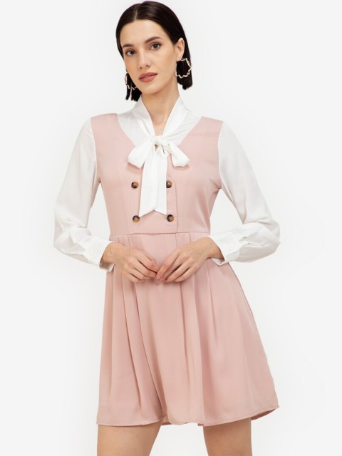 

ZALORA WORK Women Pleated Pinafore Dress, Pink