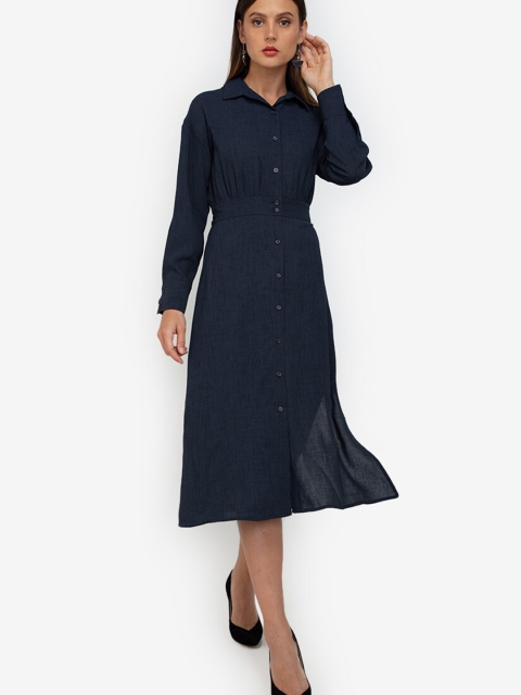 

ZALORA WORK Navy Blue Button Front Shirt Dress