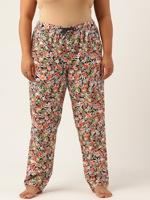 

Bene Kleed Plus Women Multicoloured Tropical Print Cotton Lounge Pants, Multi
