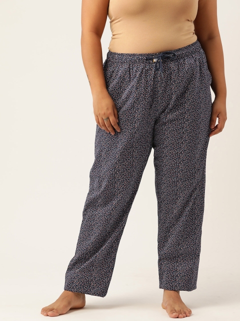 

Bene Kleed Plus Women Navy Blue & White Printed Lounge Pants