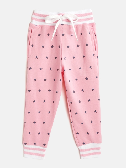 

GAME BEGINS Girls Pink & Navy Cotton Star Print Joggers