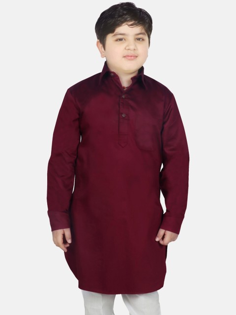 

SG YUVRAJ Boys Maroon Cotton Kurta