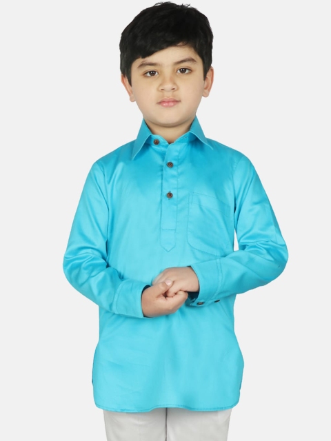 

SG YUVRAJ Boys Turquoise Blue Cotton Kurta