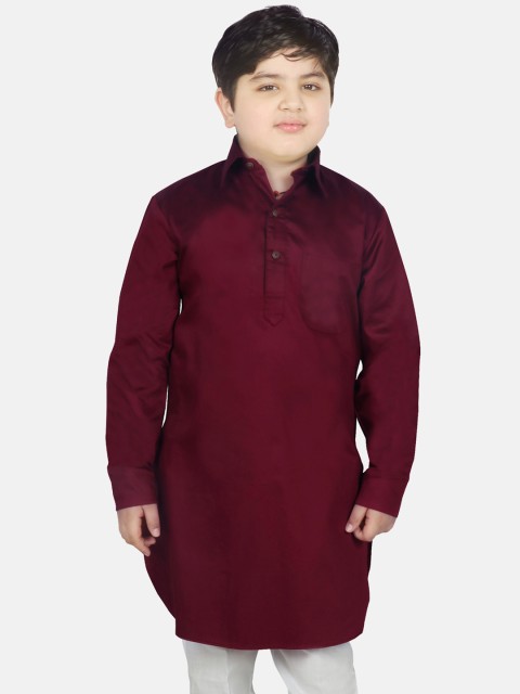 

SG YUVRAJ Boys Maroon Pathani Kurta