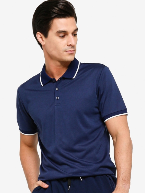 

ZALORA BASICS Men Navy Blue Polo Collar T-shirt