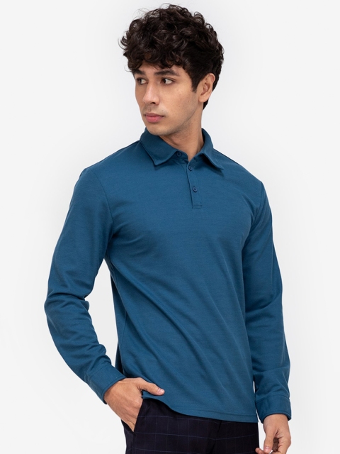 

ZALORA BASICS Men Blue Polo Collar T-shirt