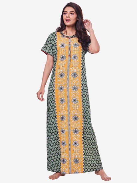 

July Nightwear Green Printed Maxi Nightdress