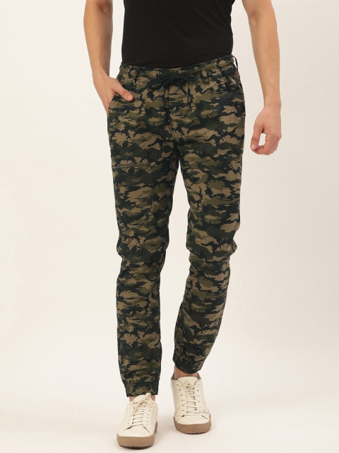 

IVOC Mens Olive Camouflage Print Slim Fit Casual Joggers