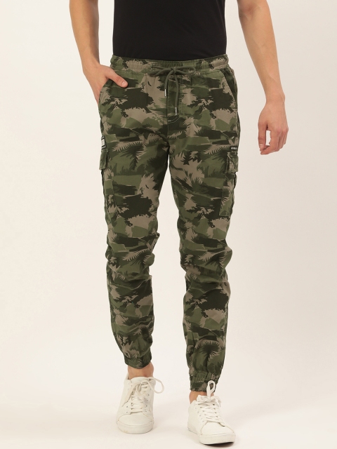 

IVOC Mens Olive Green Camouflage Print Slim Fit Casual Joggers