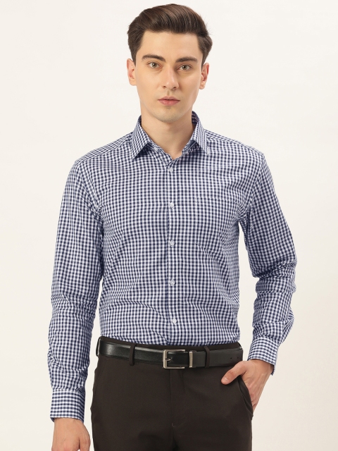 

IVOC Men Navy Blue Standard Tartan Checks Formal Shirt