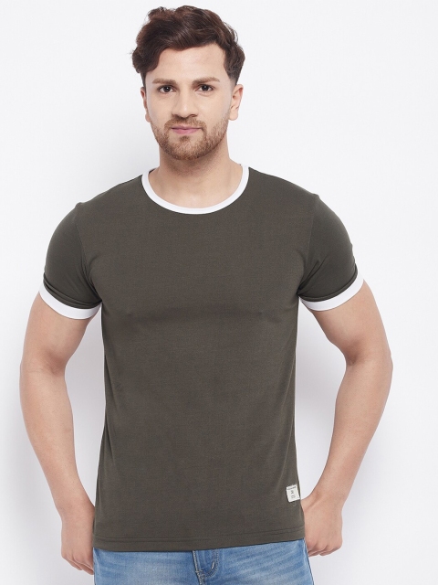 

PRINCINN MEYER Men Olive Green Cotton T-shirt