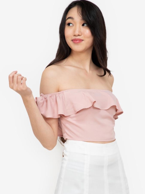 

ZALORA BASICS Women Pink Solid Top