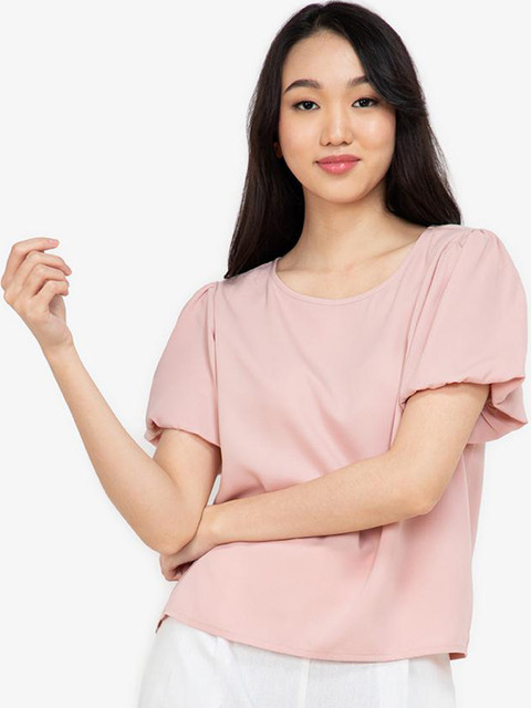 

ZALORA BASICS Pink & Green Floral Print Top
