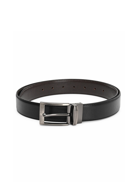 

Espana Men Black Textured PU Formal Reversible Belt