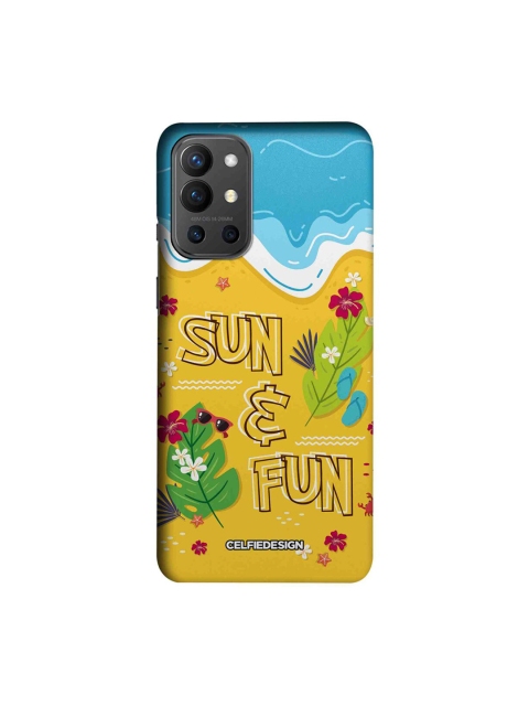 

CelfieDesign Yellow & Blue Sun And Fun Tropical Printed OnePlus 9R Slim Back Cover
